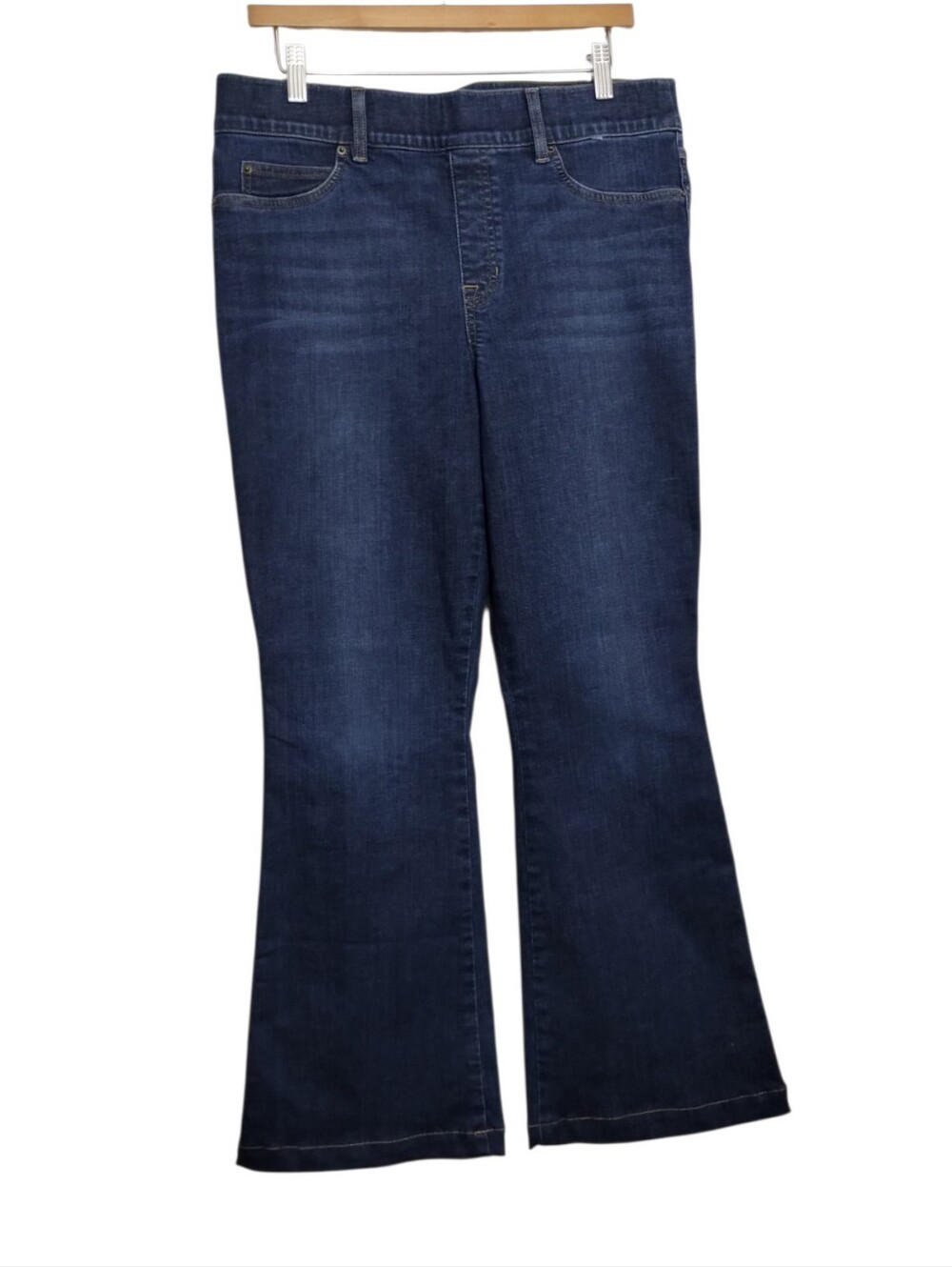 SPANX Flare Blue Midnight Shade Pull-on Jeans Women's XL Denim Pants High Rise